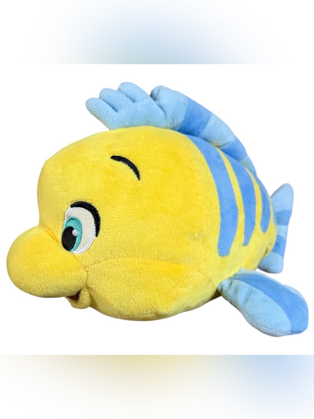 Disney Store Flounder Plush 10in Yellow Blue The Little Mermaid Stuffed Animal